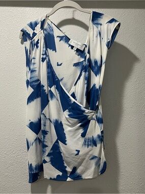 Equipment  Blue and White Abstract blouse